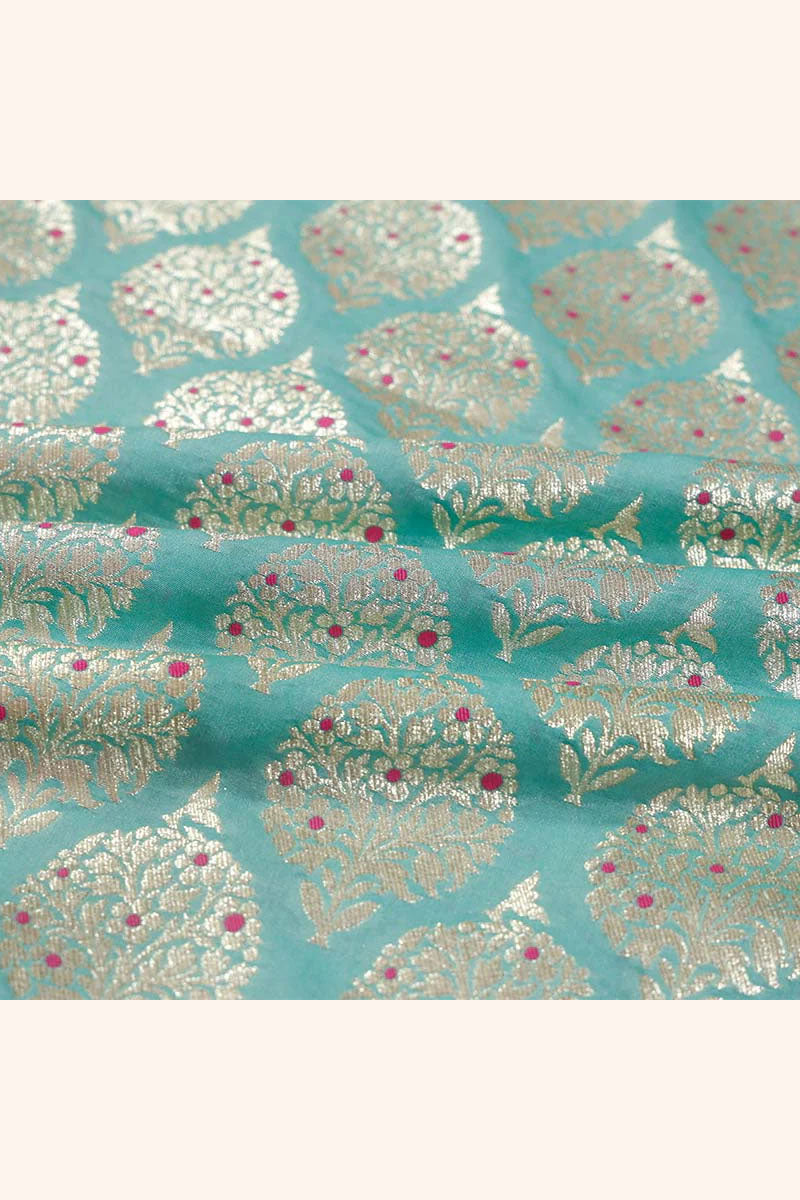 Fabric, green fabric, sky blue fabric, banarasi fabric, silk fabric, brocade fabric, handloom fabric, indian fabric