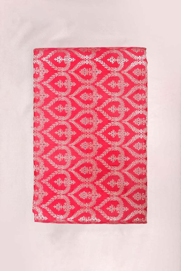 Crimson Red Handloom Banarasi Katan Silk Fabric