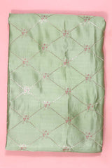 Sage Green Handloom  Satin Silk Fabric