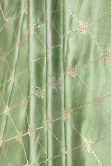 Sage Green Handloom  Satin Silk Fabric