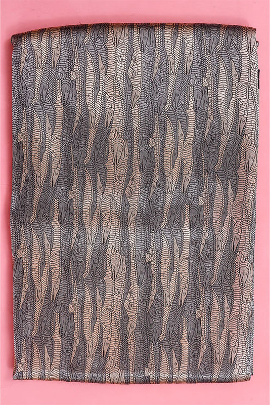Black Handloom Banarasi Satin Silk Fabric