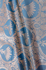 Powder Blue Handloom Banarasi Satin Silk Fabric