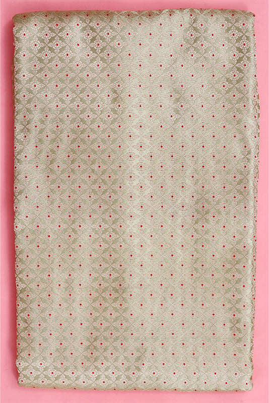 Light Sage Green Meenakari Handloom Banarasi Satin Silk Fabric