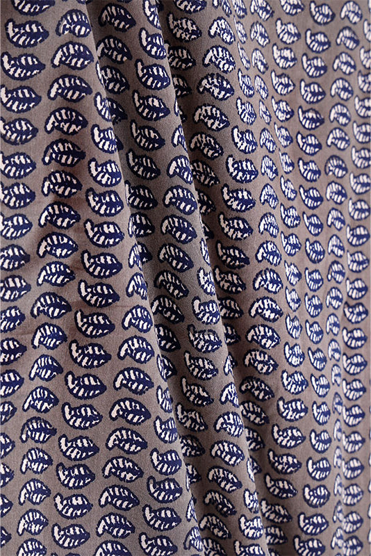 Grey Ethnic Printed Chanderi Silk Fabric