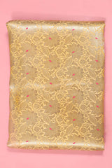 Corn Yellow Floral Banarasi Katan Silk Fabric