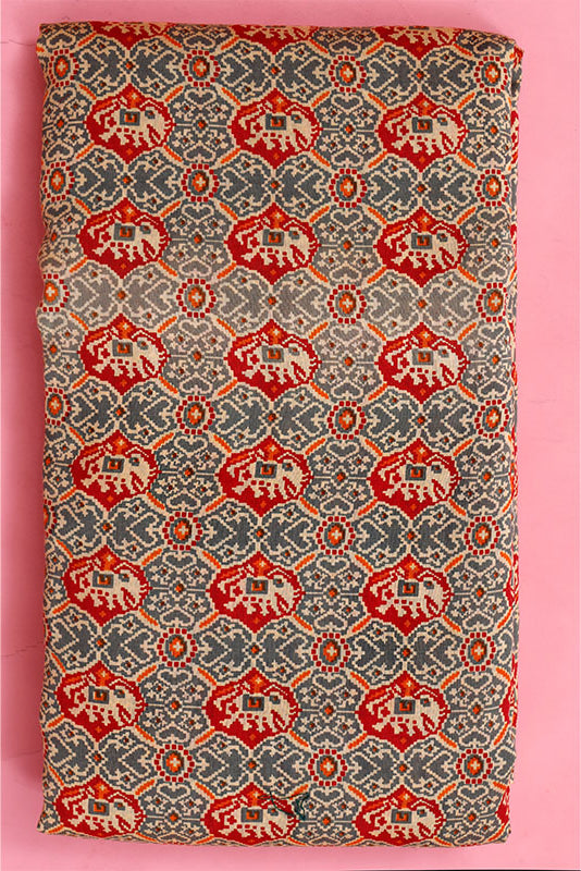 Grey Patola Printed Chanderi Silk Fabric