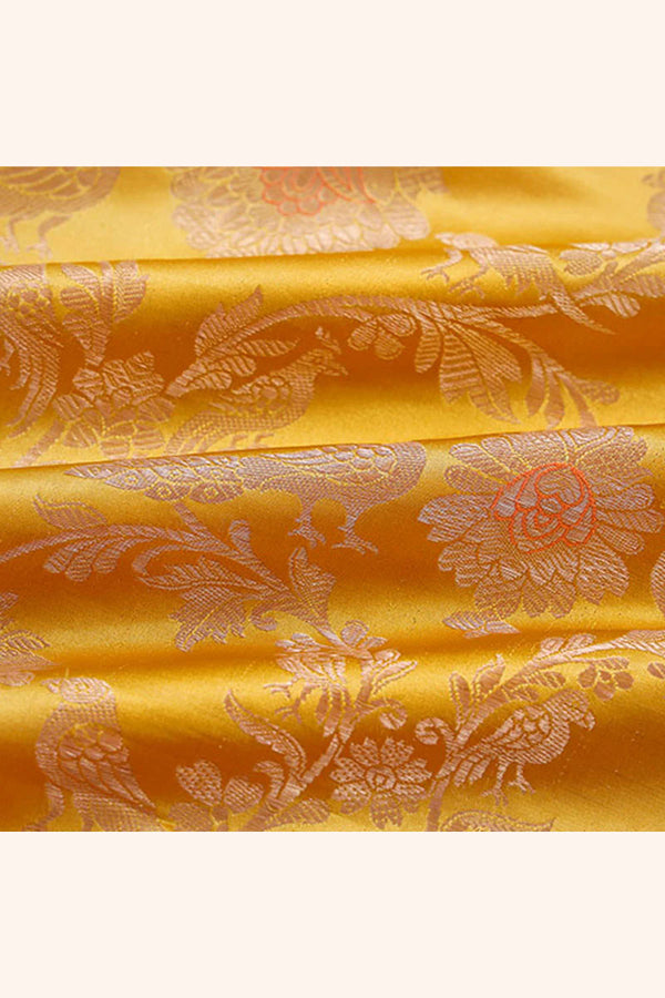 Fabric, yellow fabric,  banarasi fabric, silk fabric, brocade fabric, handloom fabric, indian fabric