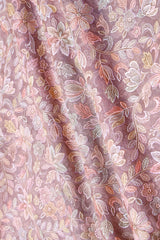 Lilac Embroidered Tissue Silk Fabric