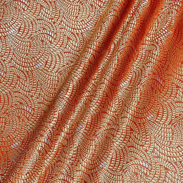 Fabric, coral fabric, banarasi fabric, silk fabric, brocade fabric, handloom fabric, indian fabric, fabric for blouse, fabric for dress
