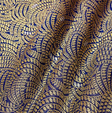 Royal Blue Brocade Banarasi Silk Fabric woven with Gold and Silver Zari