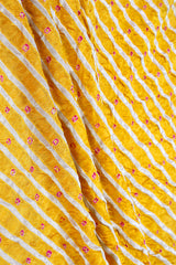 Mustard Yellow Bandhani Banarasi Silk Fabric