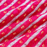 Magenta Pink Bandhni Banarasi Silk Fabric