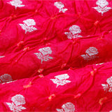 Fuchia Pink Bandhni Banarasi Silk Fabric