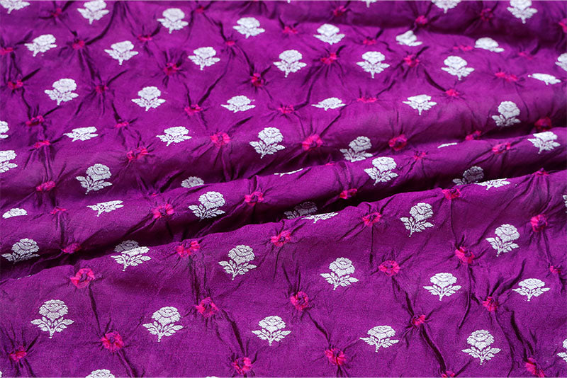 Purple Bandhni Banarasi Silk Fabric