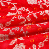 Deep Red Bandhani Banarasi Chiniya Silk Fabric