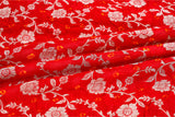 Deep Red Bandhani Banarasi Chiniya Silk Fabric