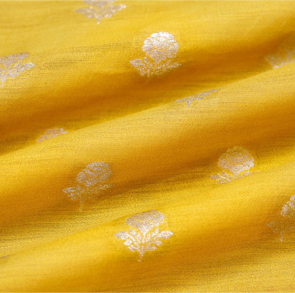 Deep Yellow Banarasi Chiniya Silk Fabric