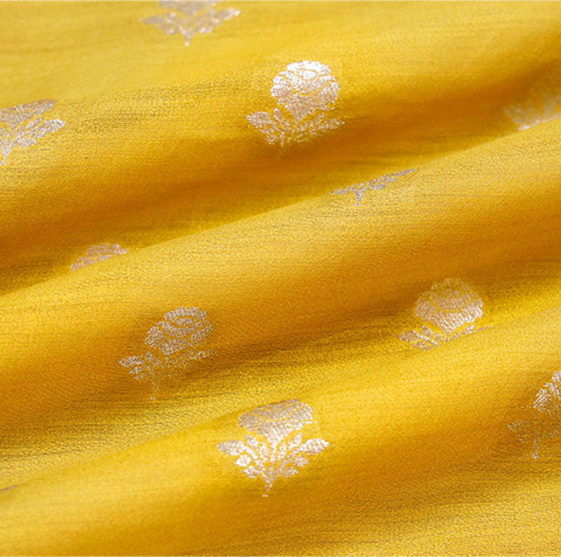 Deep Yellow Banarasi Chiniya Silk Fabric