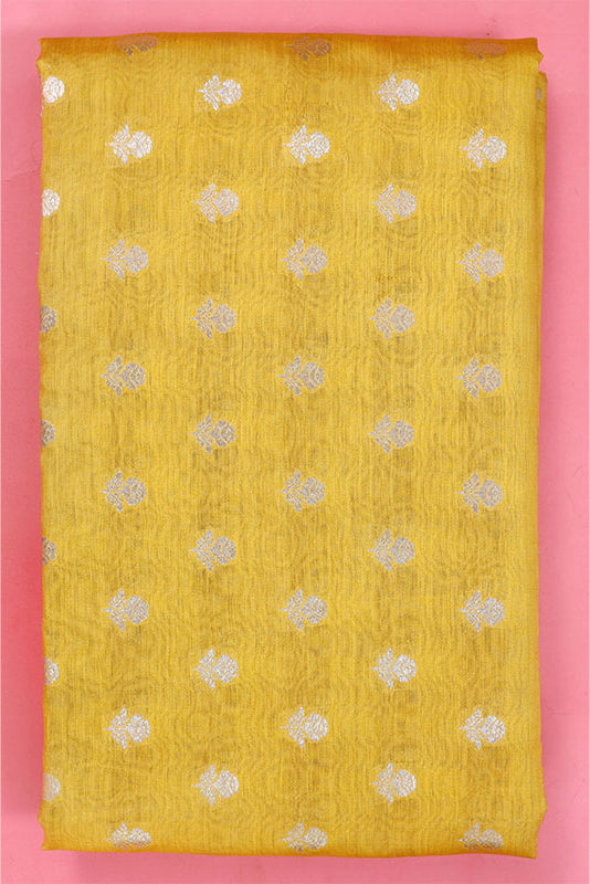 Deep Yellow Banarasi Chiniya Silk Fabric