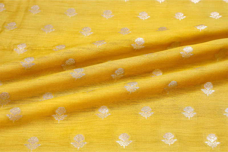 Deep Yellow Banarasi Chiniya Silk Fabric