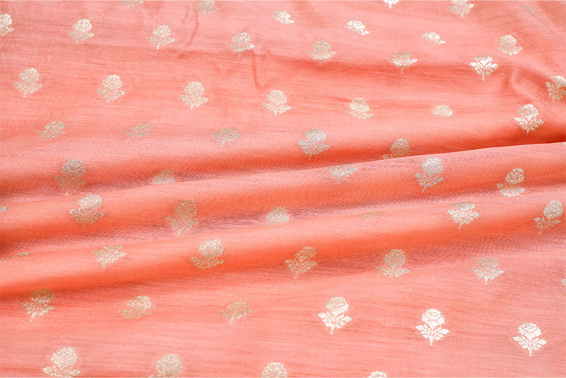 Peach Banarasi Chiniya Silk Fabric