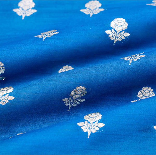 Blue Banarasi Chiniya Silk Fabric