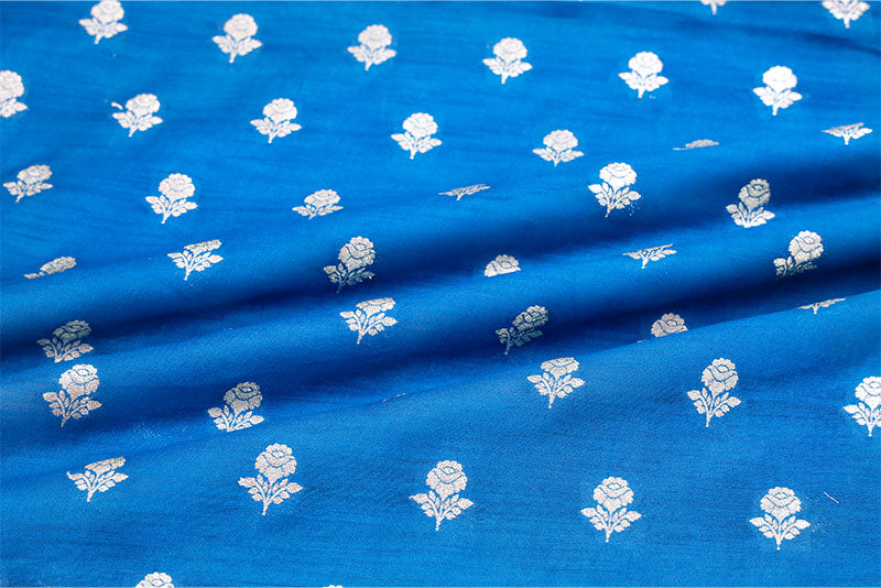 Blue Banarasi Chiniya Silk Fabric