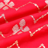 Red Banarasi Chiniya Silk Fabric