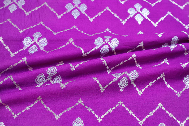 Purple Banarasi Chiniya Silk Fabric