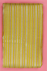 Yellow Banarasi Silk Fabric with Golden Zari Stripes