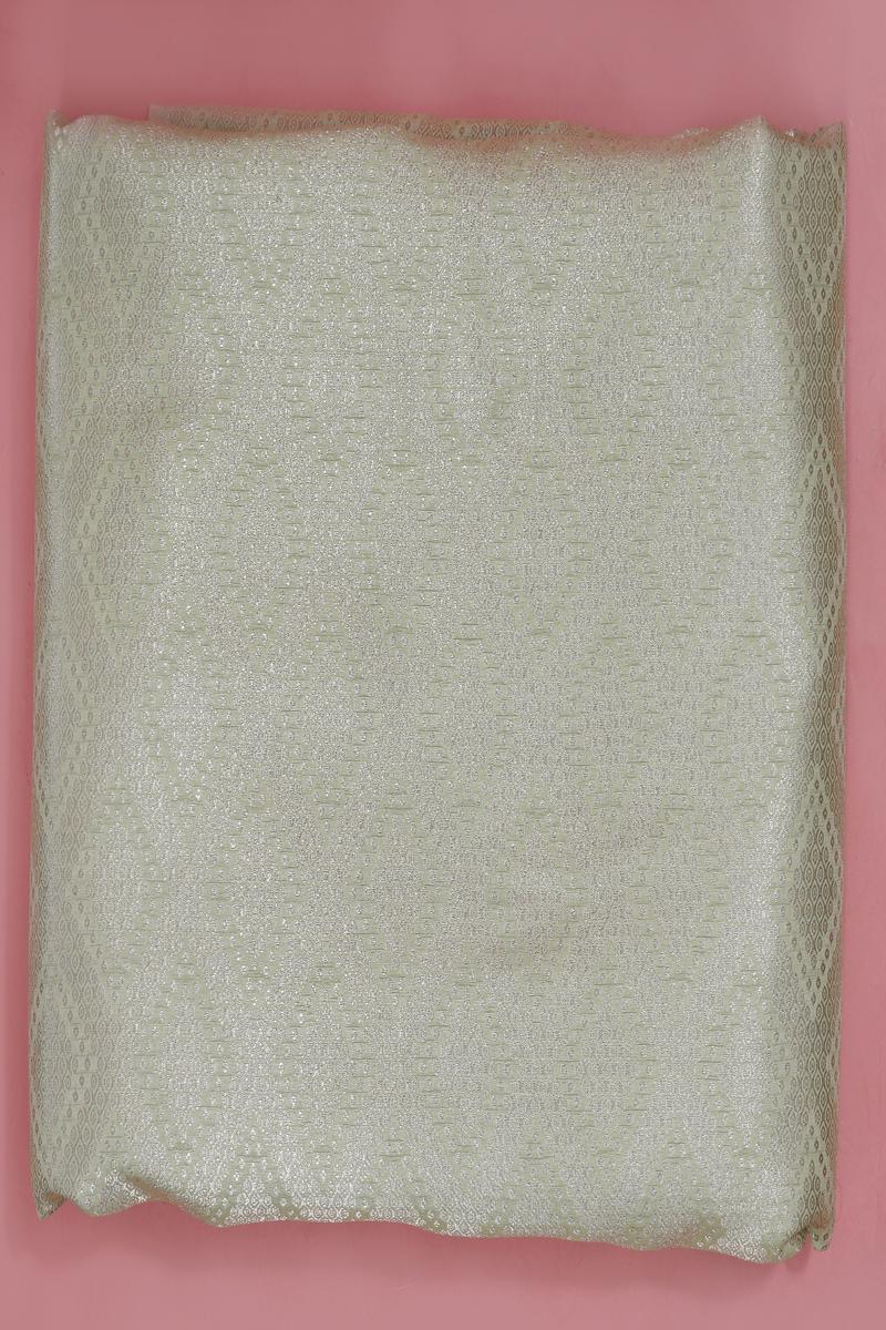 Light Green Banarasi Silk Fabric with Geometrical Pattern