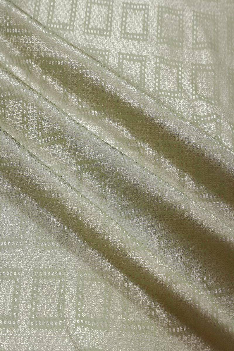 Light Green Banarasi Silk Fabric with Geometrical Pattern