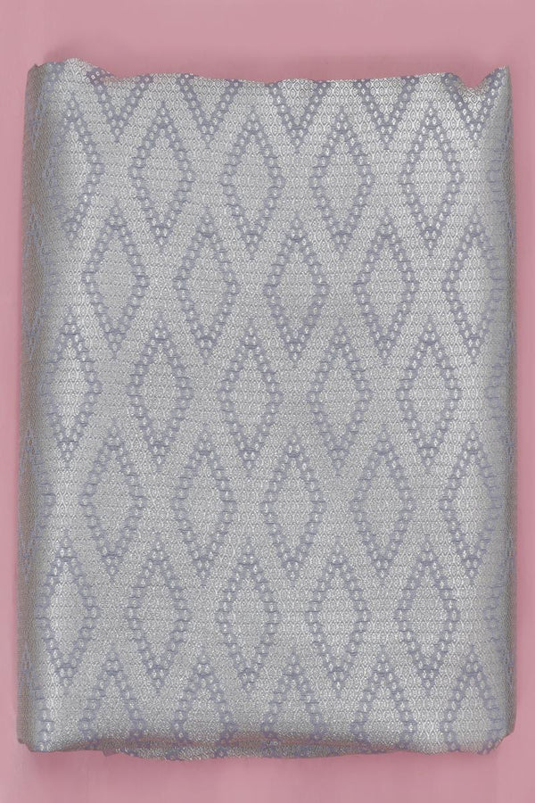 Steel Grey Banarasi Silk Fabric with Geometrical Pattern