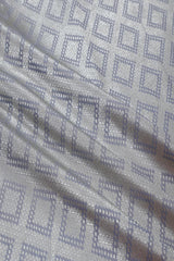 Steel Grey Banarasi Silk Fabric with Geometrical Pattern