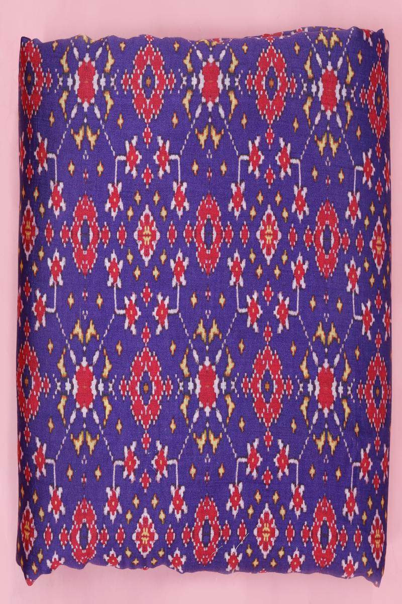 Purple Patola Printed Chiniya Silk Fabric with Patola Print