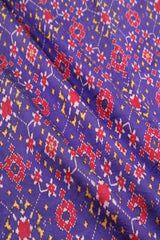 Purple Patola Printed Chiniya Silk Fabric with Patola Print