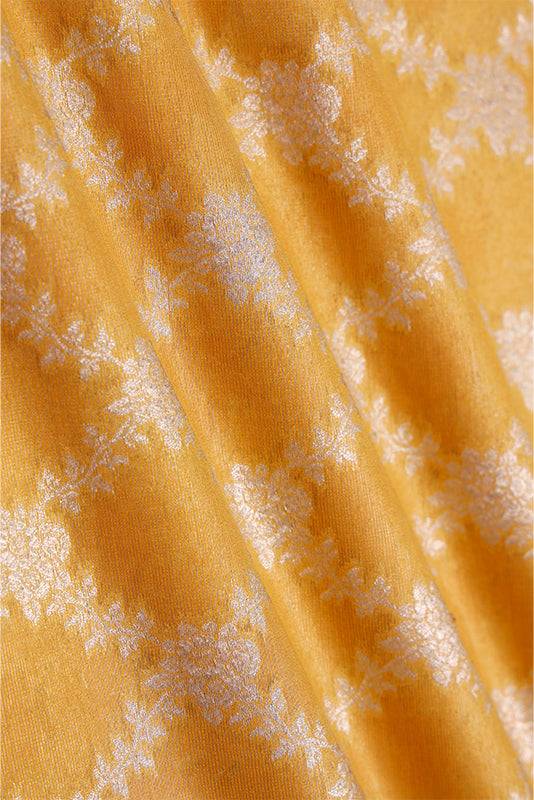 Fabric, yellow fabric, deep yellow fabric, banarasi fabric, Organza fabric, silk fabric, woven fabric, indian fabric