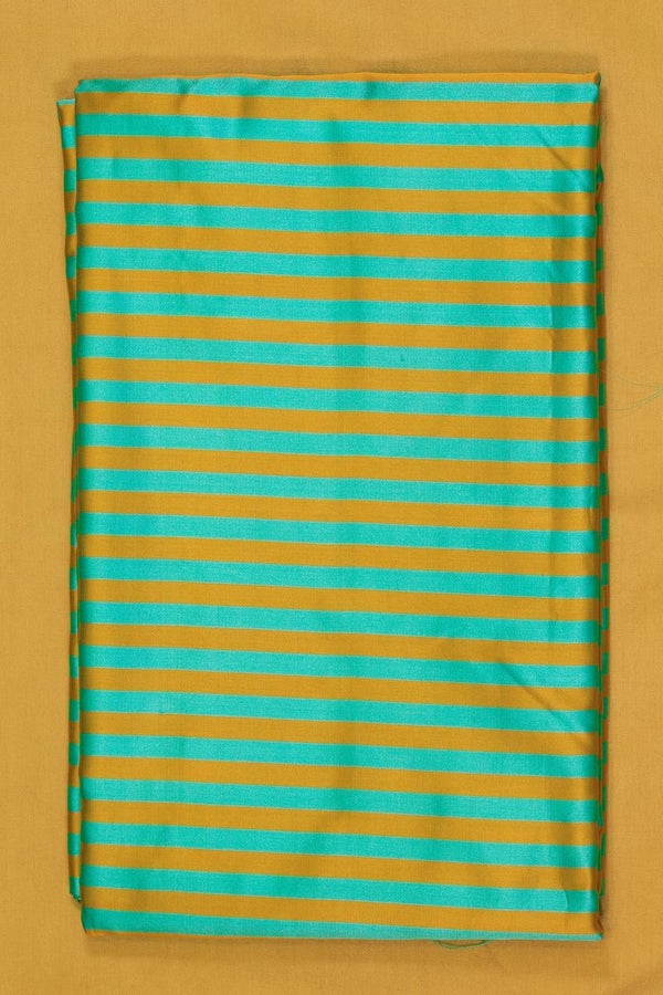 Sea Green Banarasi Satin Silk Fabric with Horizontal Stripes