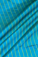 Metal Blue Banarasi Satin Silk Fabric with Stripes