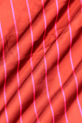 Maroon Banarasi Satin Silk Fabric with Pink Stripes