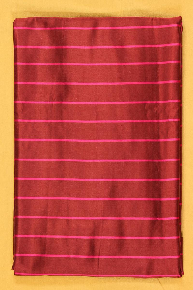 Maroon Banarasi Satin Silk Fabric with Pink Stripes