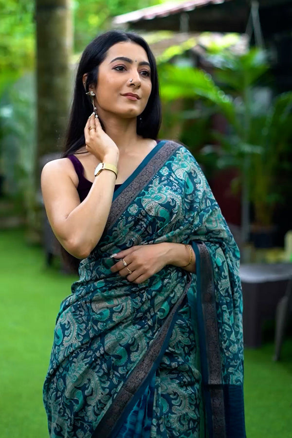 blue saree, chanderi​, chanderi saree​, chanderi silk saree​, chanderi silk​