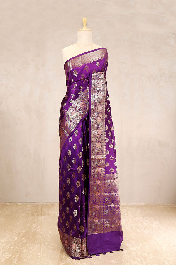 chiniya silk saree, Purple saree, banarasi saree, festive wear saree, wedding saree