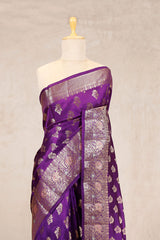 Purple Banarasi Chiniya Silk Saree Meenakari Motifs