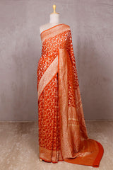 Orange saree, Georgette saree, khaddi saree, Banarasi saree, party wear, wedding Saree