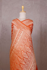 Orange Georgette Khaddi Saree with Mayur Floral Work