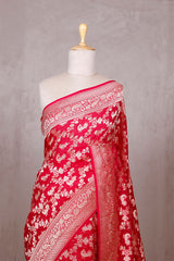 Pink Georgette Khaddi Saree with Mayur Floral Work