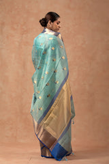 Sky Blue Woven Kota Doria Saree