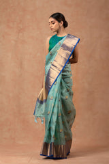 Sky Blue Woven Kota Doria Saree