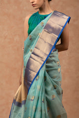 Sky Blue Woven Kota Doria Saree